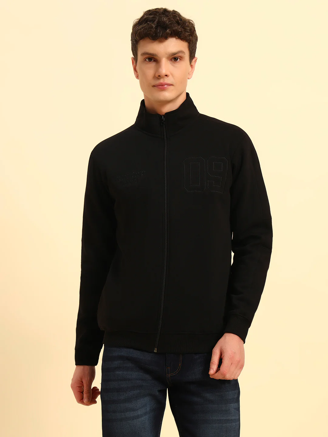Sweatshirt for Men | Winter Wear Fleece Fabric Pull-On Closure Mock Neck Regular Fit Solid Pattern - Image 4