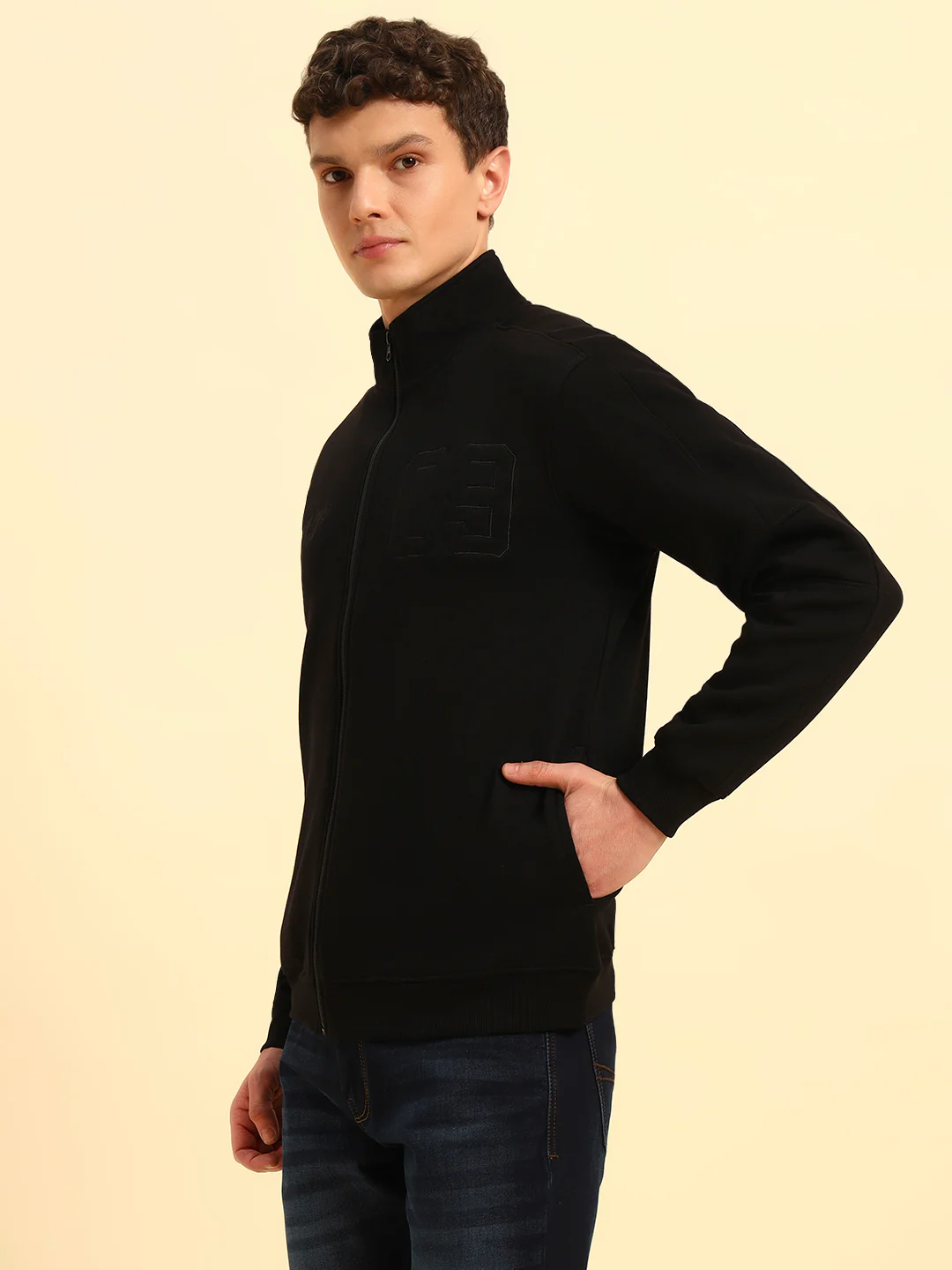 Sweatshirt for Men | Winter Wear Fleece Fabric Pull-On Closure Mock Neck Regular Fit Solid Pattern - Image 5