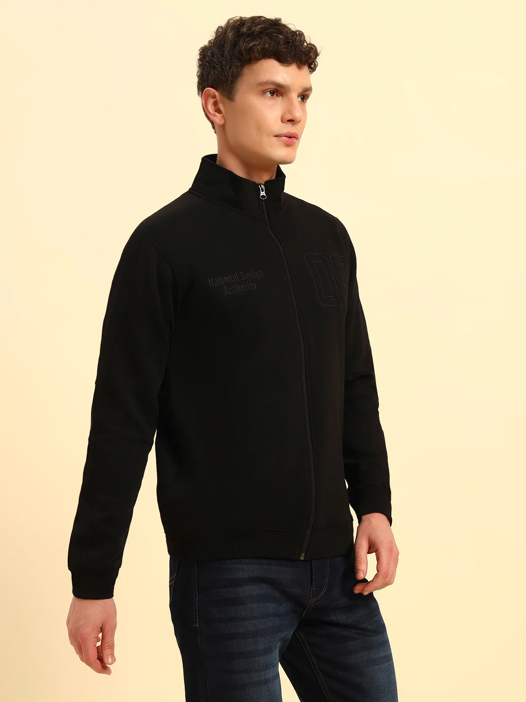 Sweatshirt for Men | Winter Wear Fleece Fabric Pull-On Closure Mock Neck Regular Fit Solid Pattern - Image 6