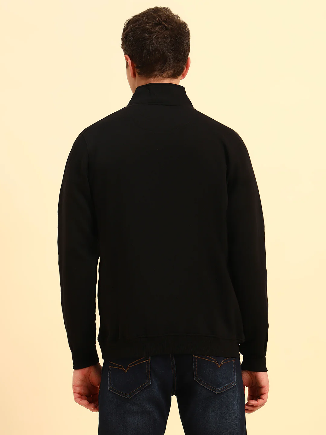 Sweatshirt for Men | Winter Wear Fleece Fabric Pull-On Closure Mock Neck Regular Fit Solid Pattern - Image 7