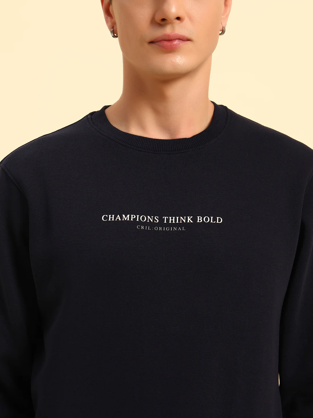 Sweatshirt for Men | Winter Wear Fleece Fabric Pull-On Closure Round Neck Regular Fit Solid Pattern - Image 6