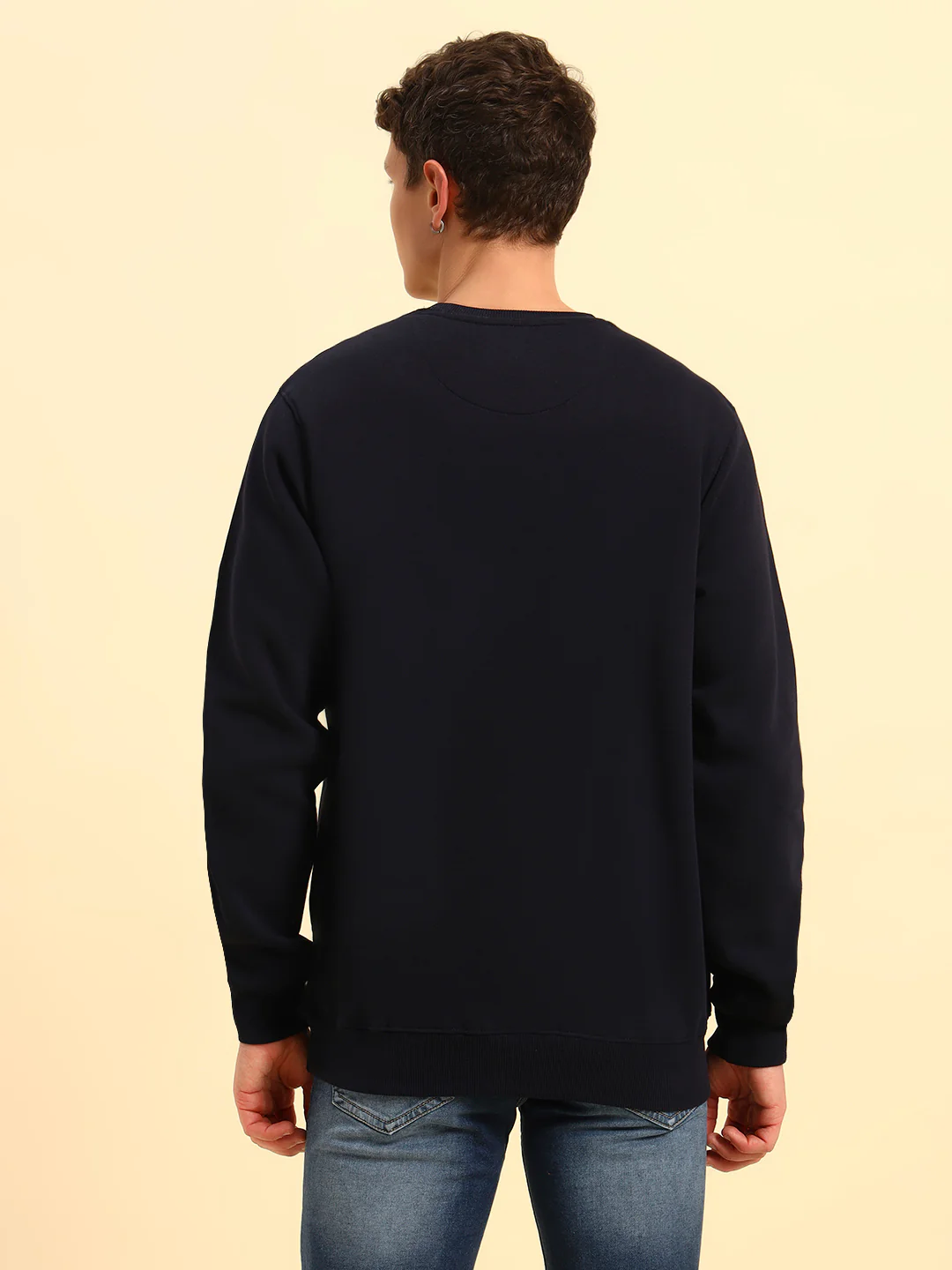 Sweatshirt for Men | Winter Wear Fleece Fabric Pull-On Closure Round Neck Regular Fit Solid Pattern - Image 7