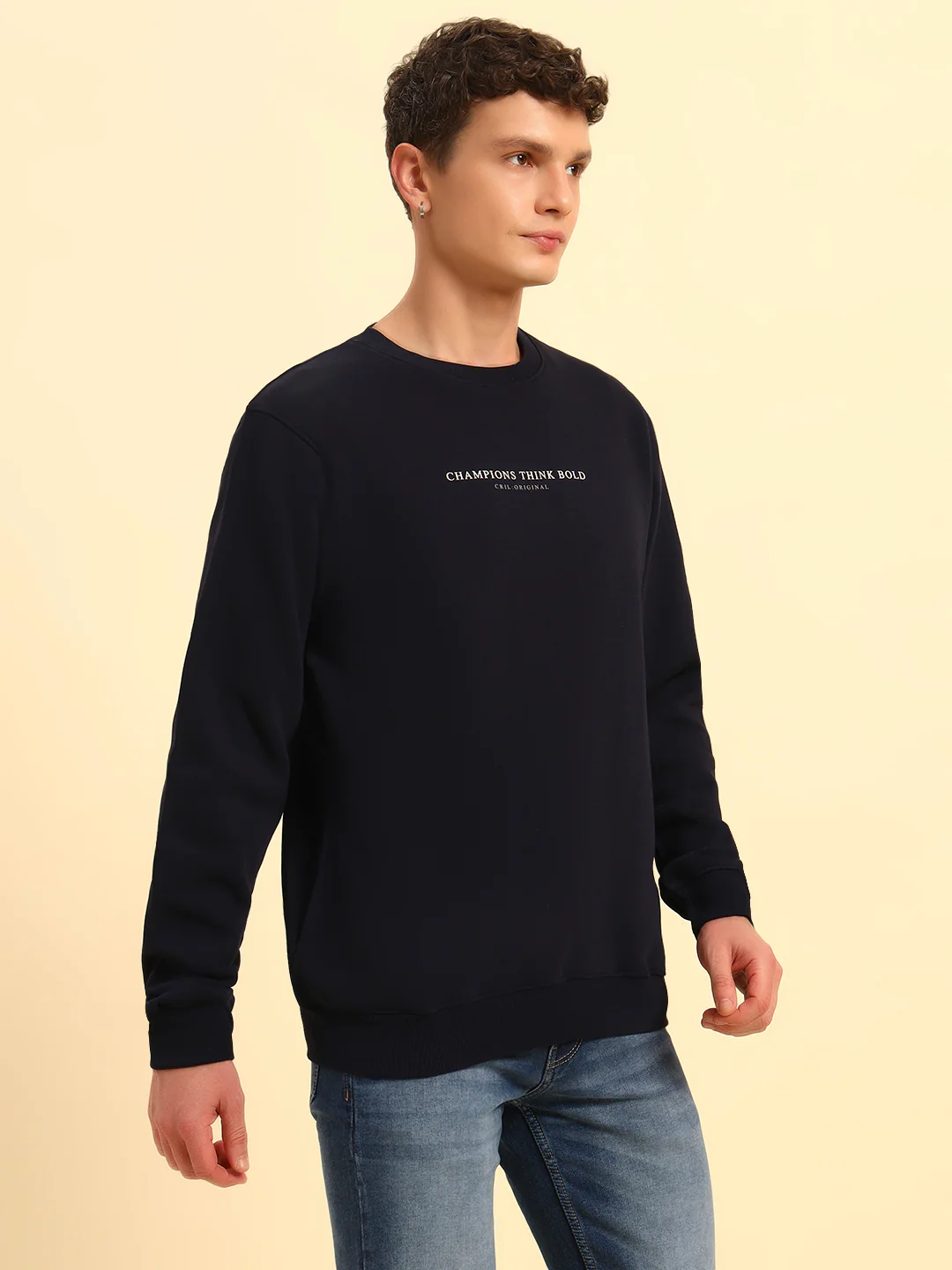 Sweatshirt for Men | Winter Wear Fleece Fabric Pull-On Closure Round Neck Regular Fit Solid Pattern - Image 8