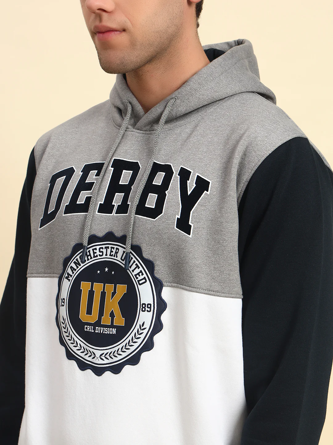 Sweatshirt for Men | Winter Wear Poly Cotton Fabric Pull-On Closure Hooded Neck Regular Fit Colour Block Pattern - Image 5