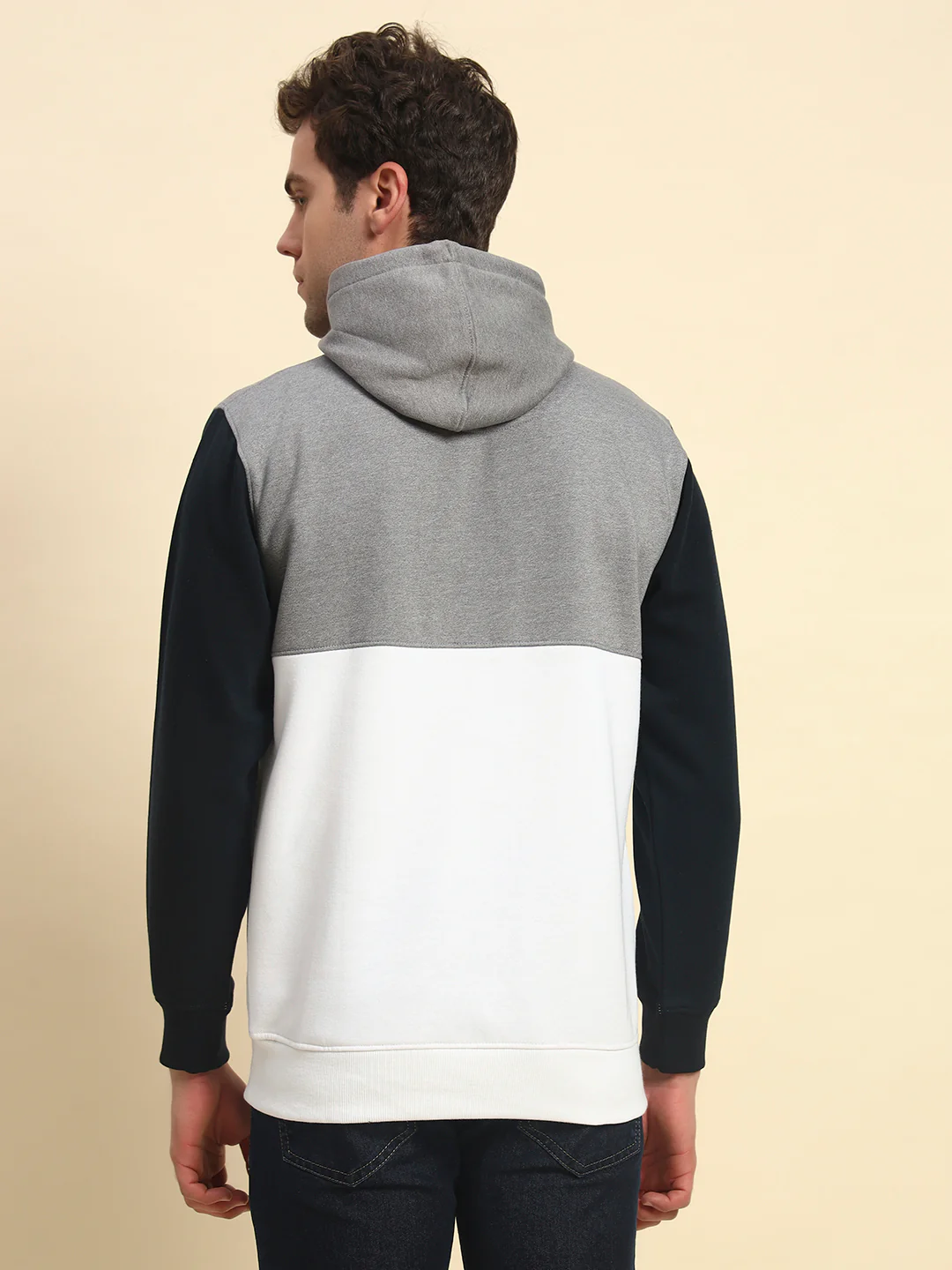 Sweatshirt for Men | Winter Wear Poly Cotton Fabric Pull-On Closure Hooded Neck Regular Fit Colour Block Pattern - Image 7