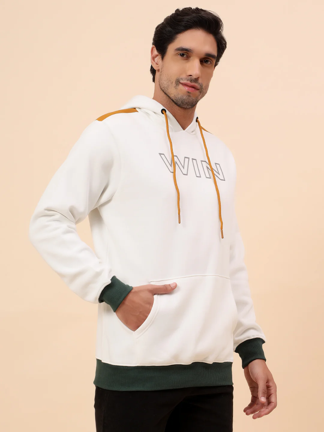 Sweatshirt for Men | Winter Wear Poly Cotton Fabric Pull-On Closure Hooded Neck Regular Fit Solid Pattern - Image 5