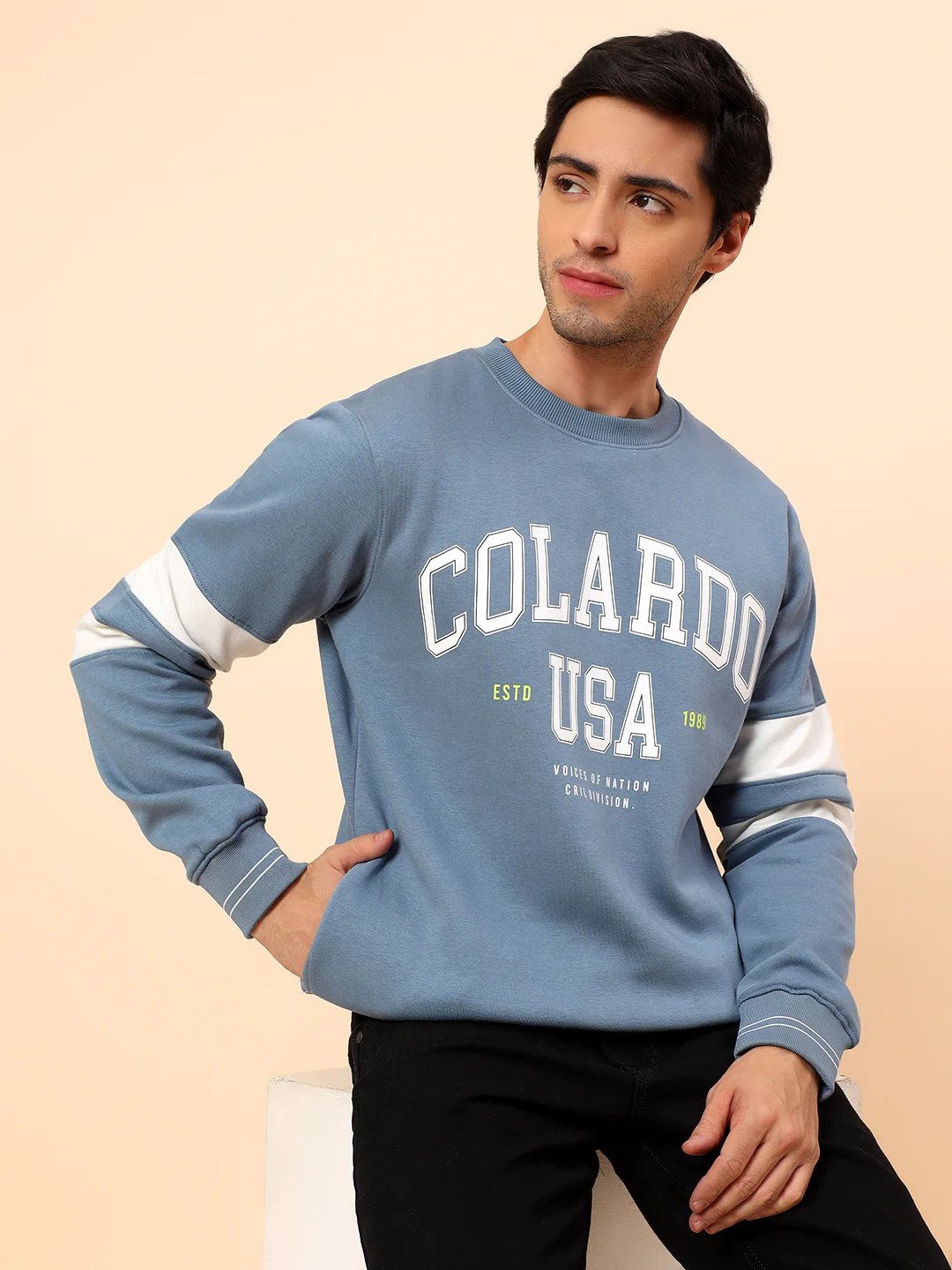 Sweatshirt for Men | Winter Wear Poly Cotton Fabric Pull-On Closure Round Neck Regular Fit Printed Pattern - Image 2