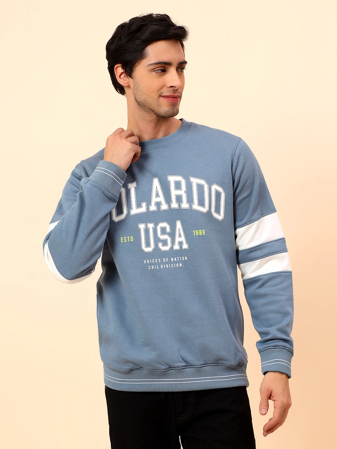 Sweatshirt for Men | Winter Wear Poly Cotton Fabric Pull-On Closure Round Neck Regular Fit Printed Pattern - Image 3