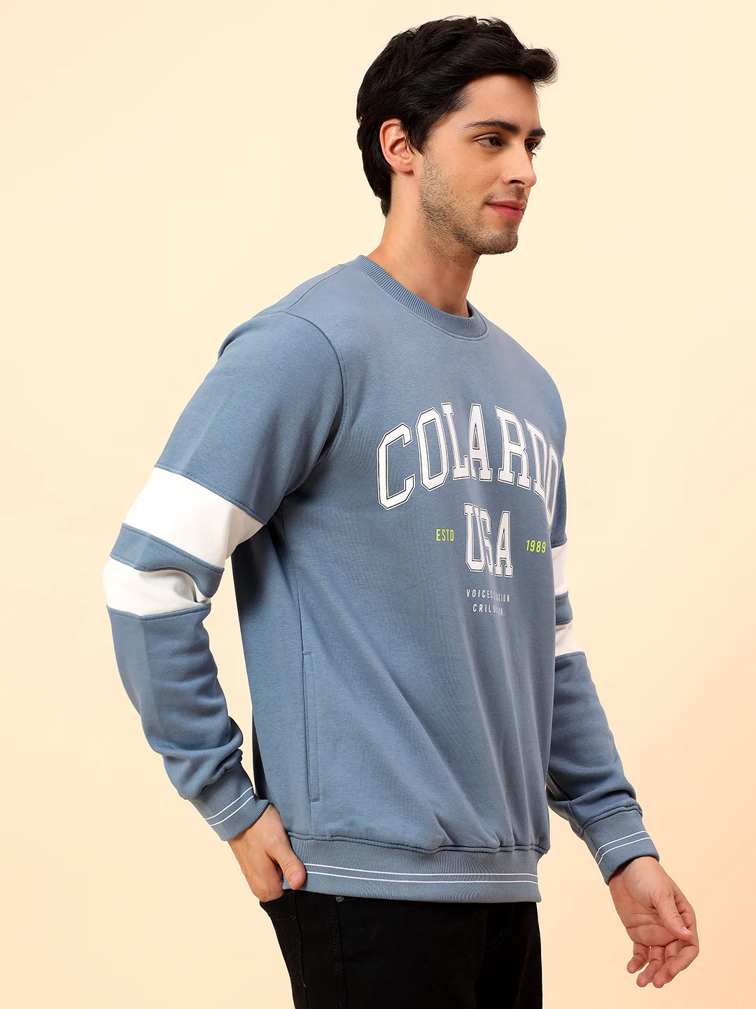 Sweatshirt for Men | Winter Wear Poly Cotton Fabric Pull-On Closure Round Neck Regular Fit Printed Pattern - Image 5