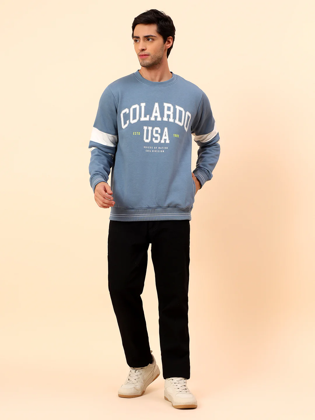 Sweatshirt for Men | Winter Wear Poly Cotton Fabric Pull-On Closure Round Neck Regular Fit Printed Pattern - Image 8
