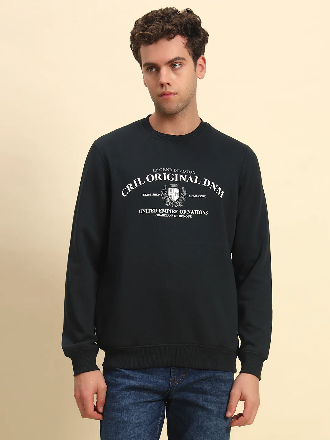Sweatshirt for Men | Winter Wear Poly Cotton Fabric Pull-On Closure Round Neck Regular Fit Printed Pattern - Image 2
