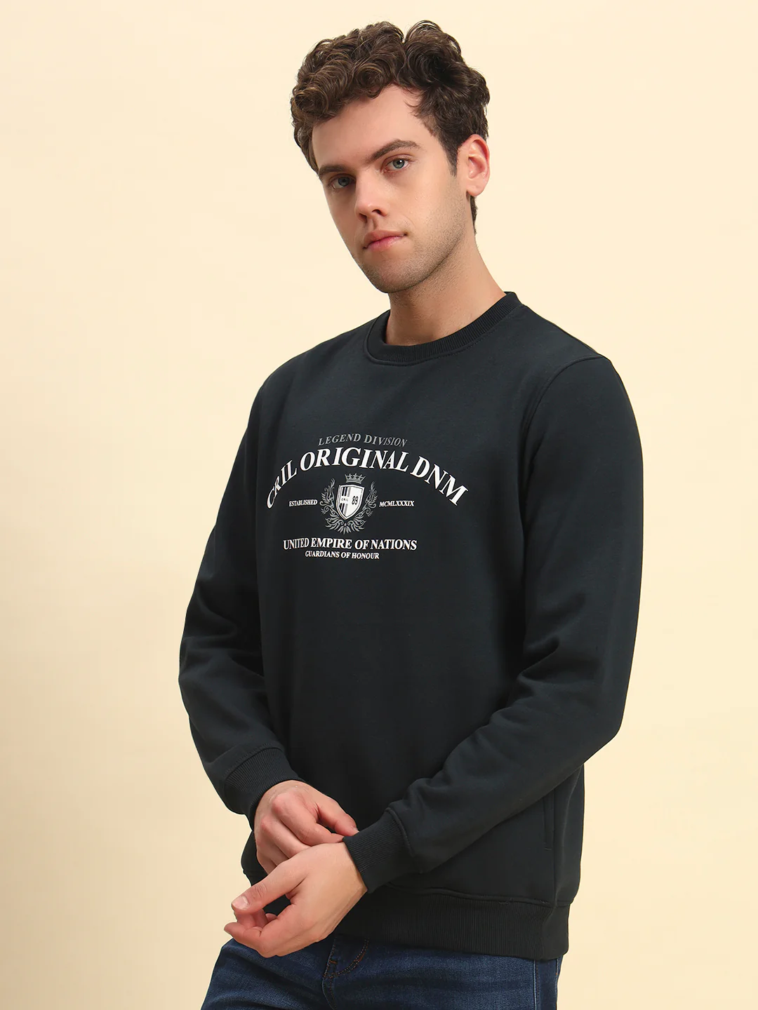 Sweatshirt for Men | Winter Wear Poly Cotton Fabric Pull-On Closure Round Neck Regular Fit Printed Pattern - Image 3