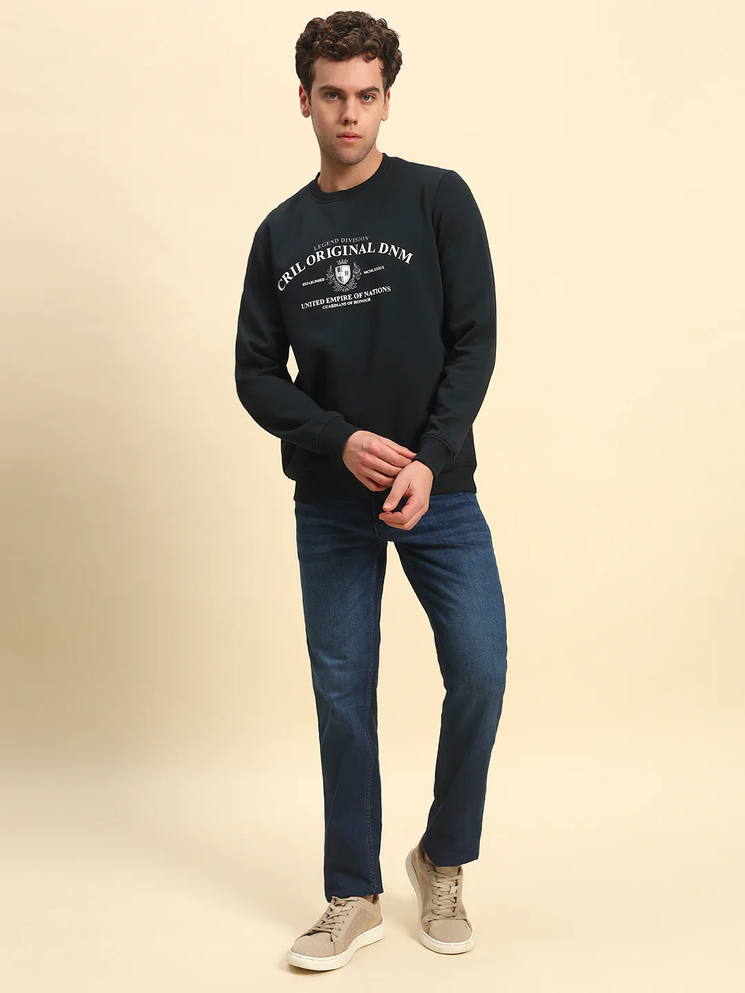 Sweatshirt for Men | Winter Wear Poly Cotton Fabric Pull-On Closure Round Neck Regular Fit Printed Pattern - Image 5