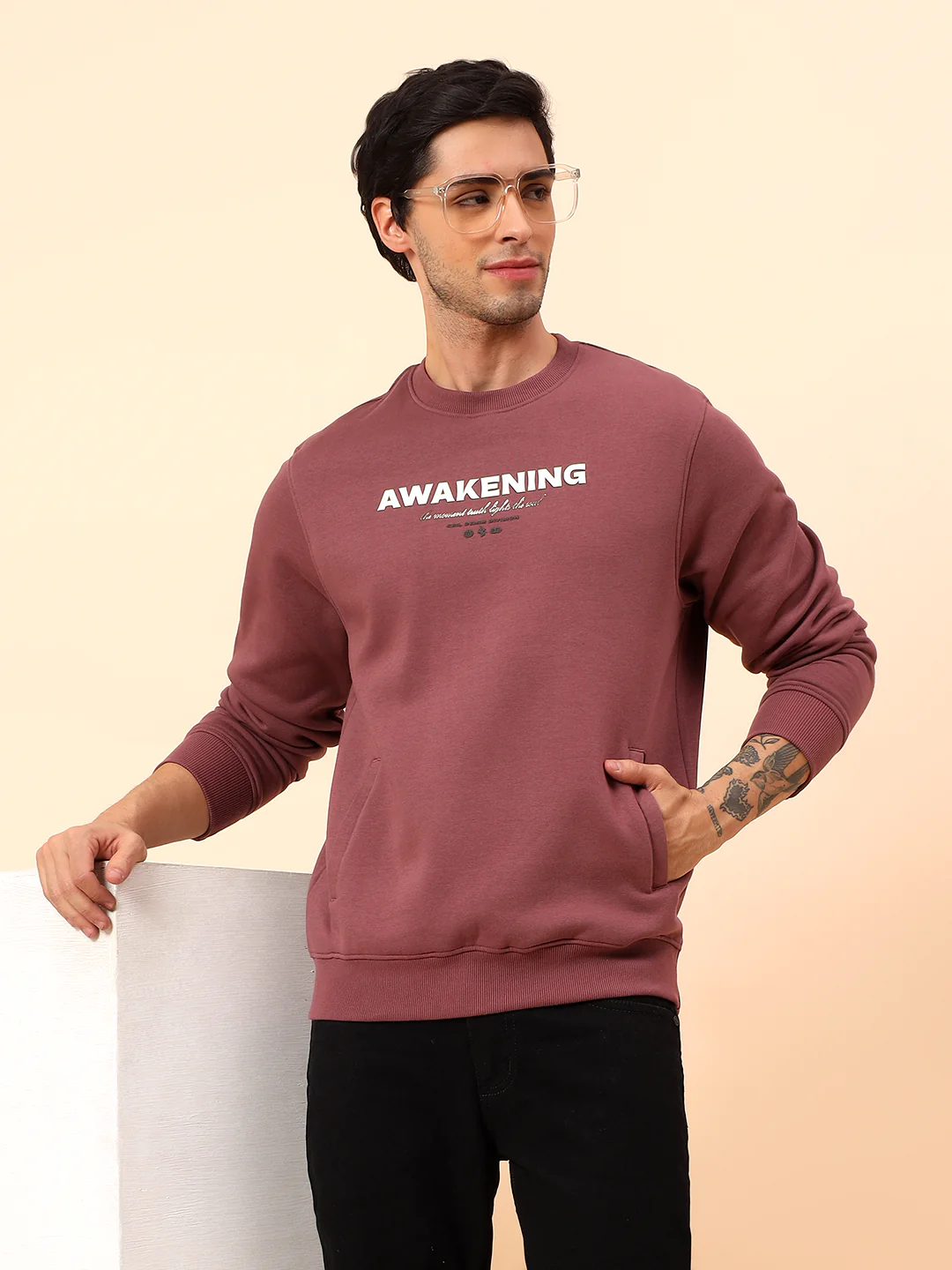 Sweatshirt for Men | Winter Wear Poly Cotton Fabric Pull-On Closure Round Neck Regular Fit Printed Pattern - Image 2