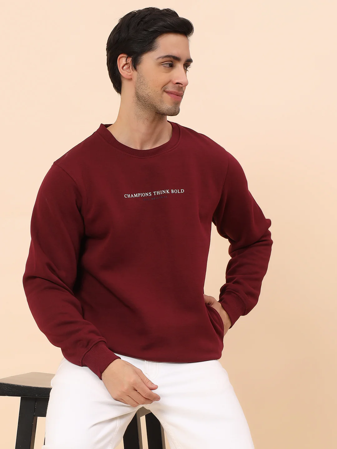Sweatshirt for Men | Winter Wear Poly Cotton Fabric Pull-On Closure Round Neck Regular Fit Printed Pattern - Image 2