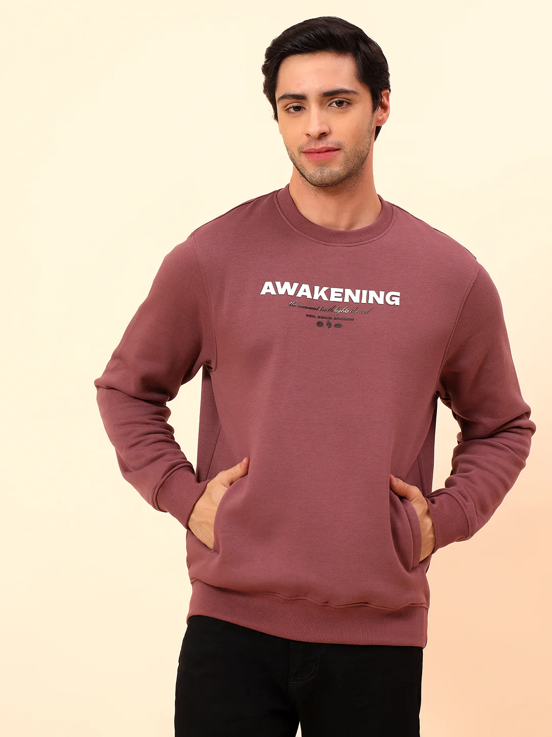Sweatshirt for Men | Winter Wear Poly Cotton Fabric Pull-On Closure Round Neck Regular Fit Printed Pattern - Image 3