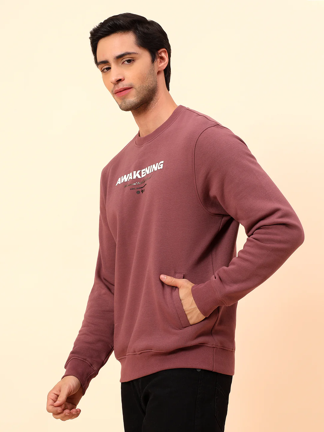 Sweatshirt for Men | Winter Wear Poly Cotton Fabric Pull-On Closure Round Neck Regular Fit Printed Pattern - Image 4