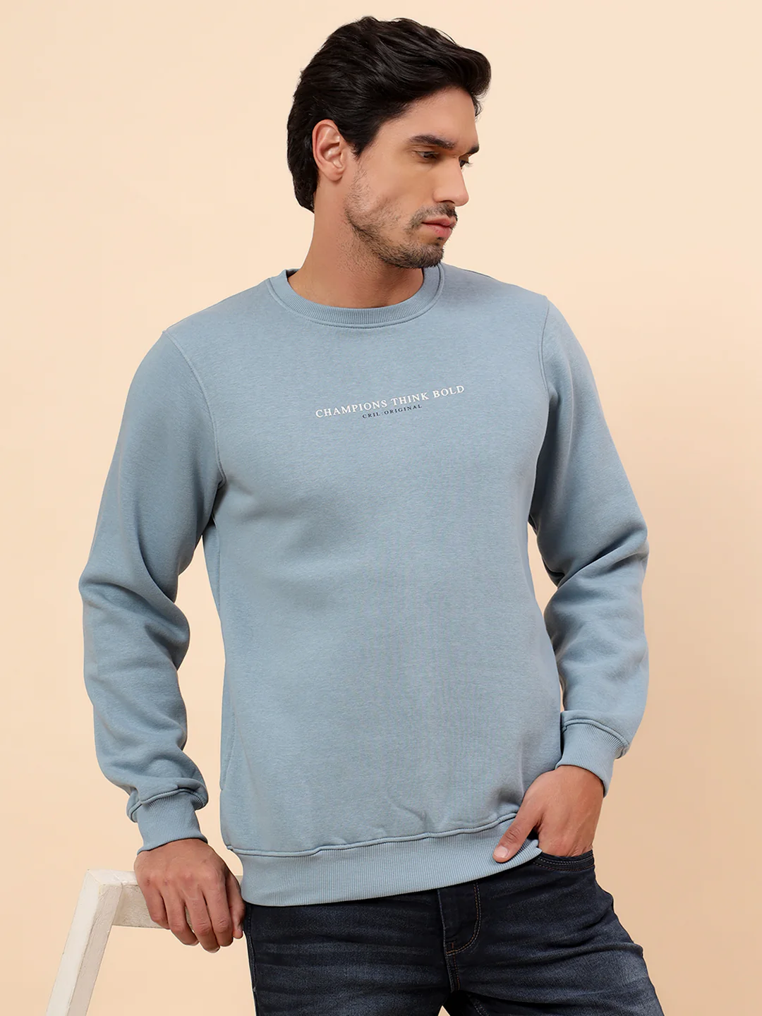 Sweatshirt for Men | Winter Wear Poly Cotton Fabric Pull-On Closure Round Neck Regular Fit Printed Pattern - Image 2