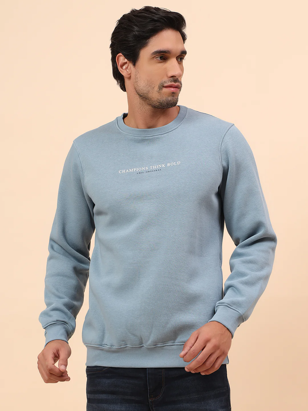 Sweatshirt for Men | Winter Wear Poly Cotton Fabric Pull-On Closure Round Neck Regular Fit Printed Pattern - Image 3