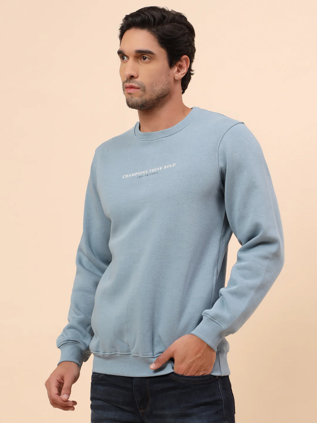 Sweatshirt for Men | Winter Wear Poly Cotton Fabric Pull-On Closure Round Neck Regular Fit Printed Pattern - Image 4