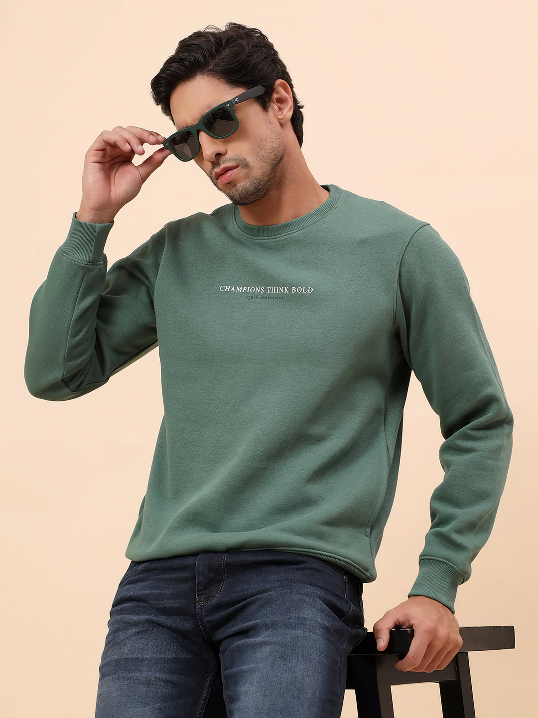 Sweatshirt for Men | Winter Wear Poly Cotton Fabric Pull-On Closure Round Neck Regular Fit Printed Pattern - Image 2
