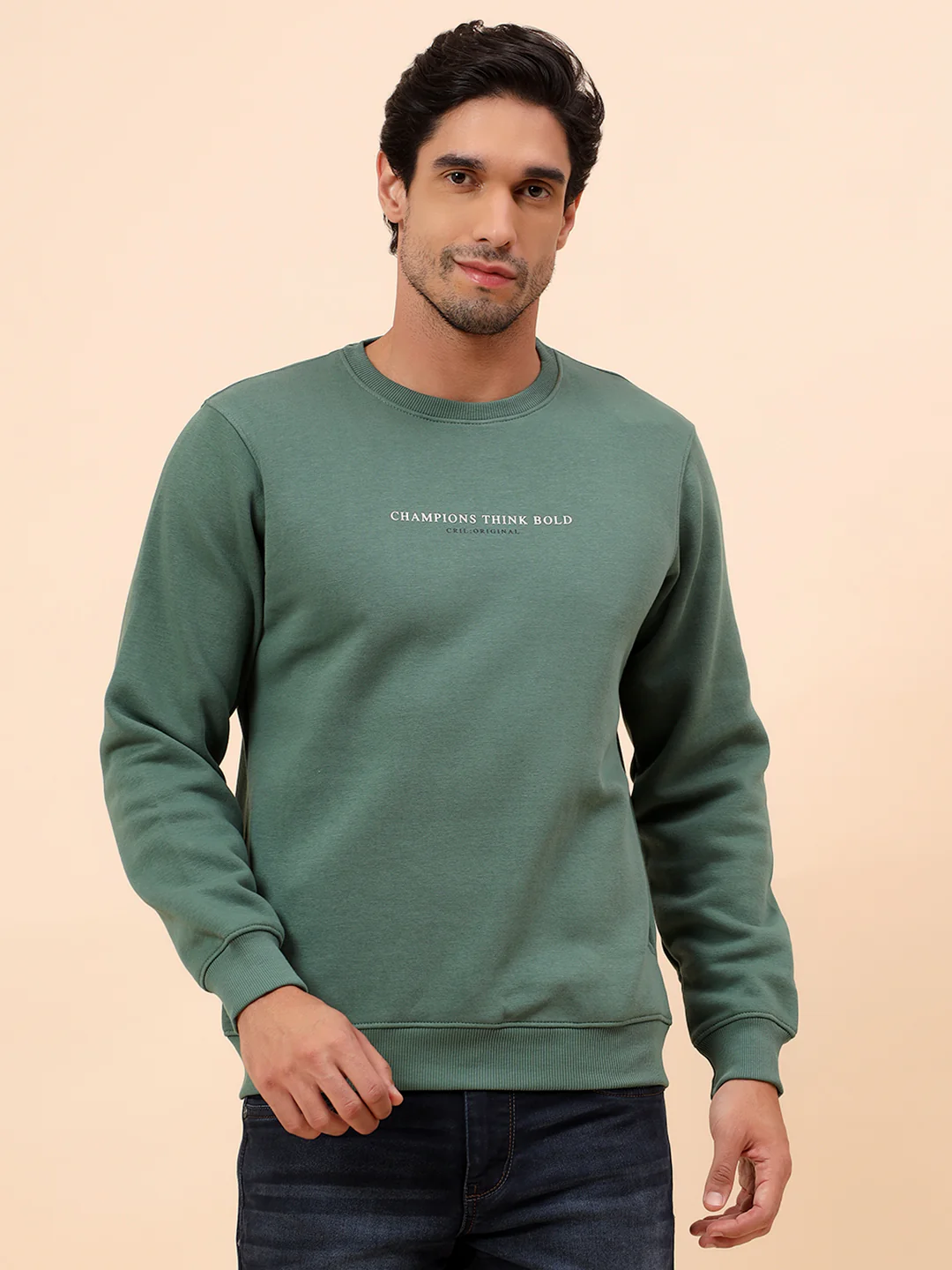 Sweatshirt for Men | Winter Wear Poly Cotton Fabric Pull-On Closure Round Neck Regular Fit Printed Pattern - Image 3