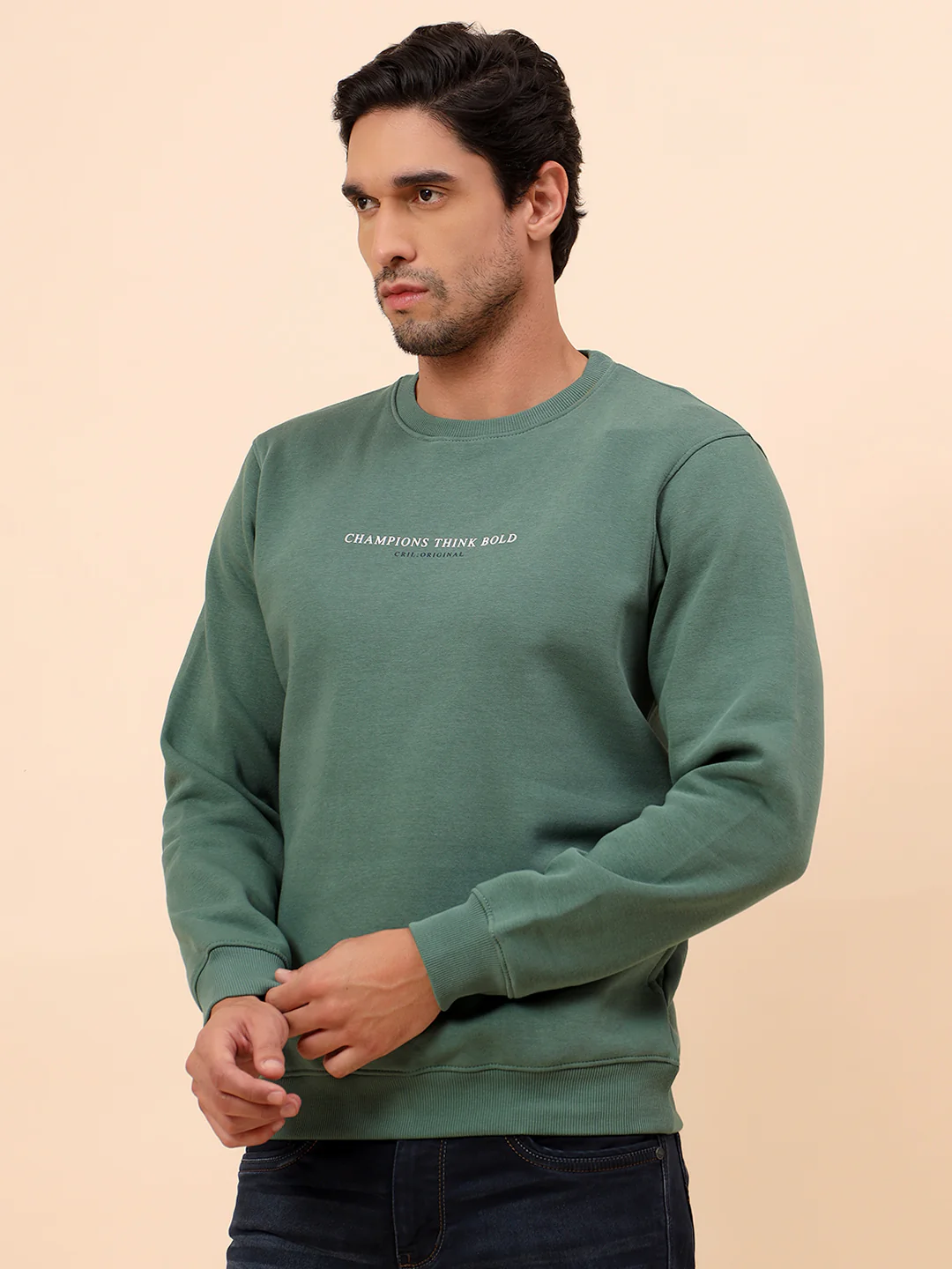 Sweatshirt for Men | Winter Wear Poly Cotton Fabric Pull-On Closure Round Neck Regular Fit Printed Pattern - Image 4