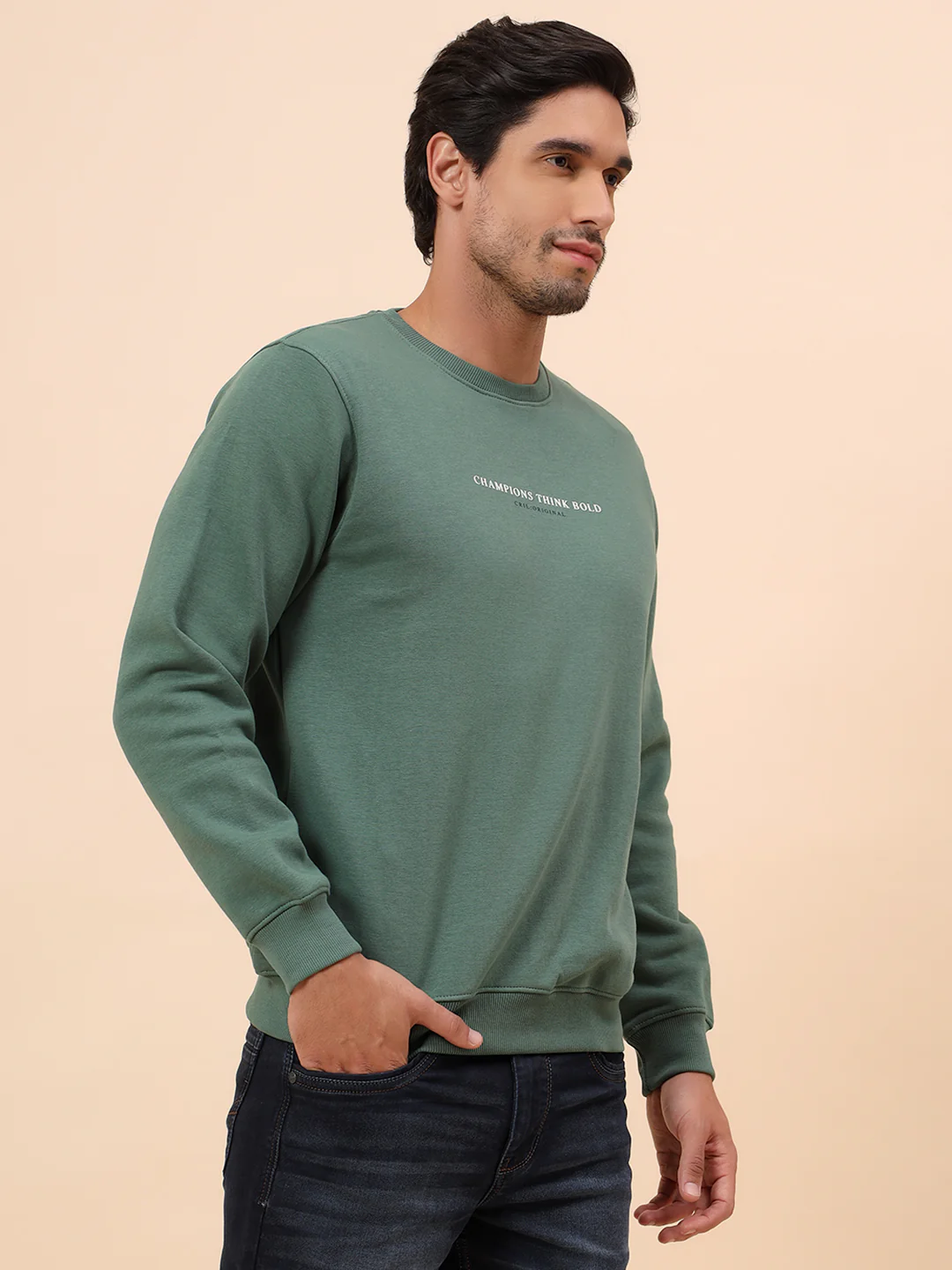 Sweatshirt for Men | Winter Wear Poly Cotton Fabric Pull-On Closure Round Neck Regular Fit Printed Pattern - Image 5
