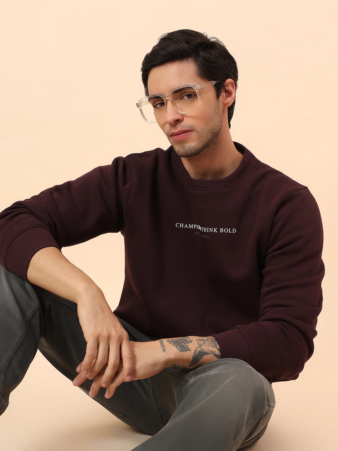 Sweatshirt for Men | Winter Wear Poly Cotton Fabric Pull-On Closure Round Neck Regular Fit Printed Pattern - Image 2