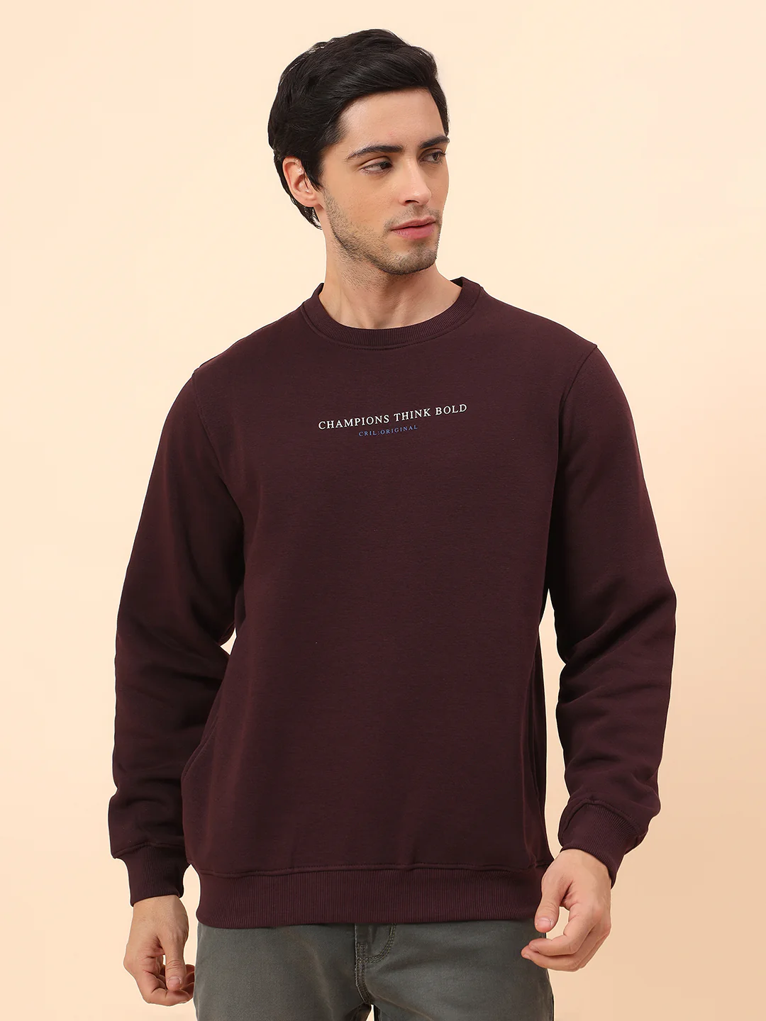 Sweatshirt for Men | Winter Wear Poly Cotton Fabric Pull-On Closure Round Neck Regular Fit Printed Pattern - Image 3