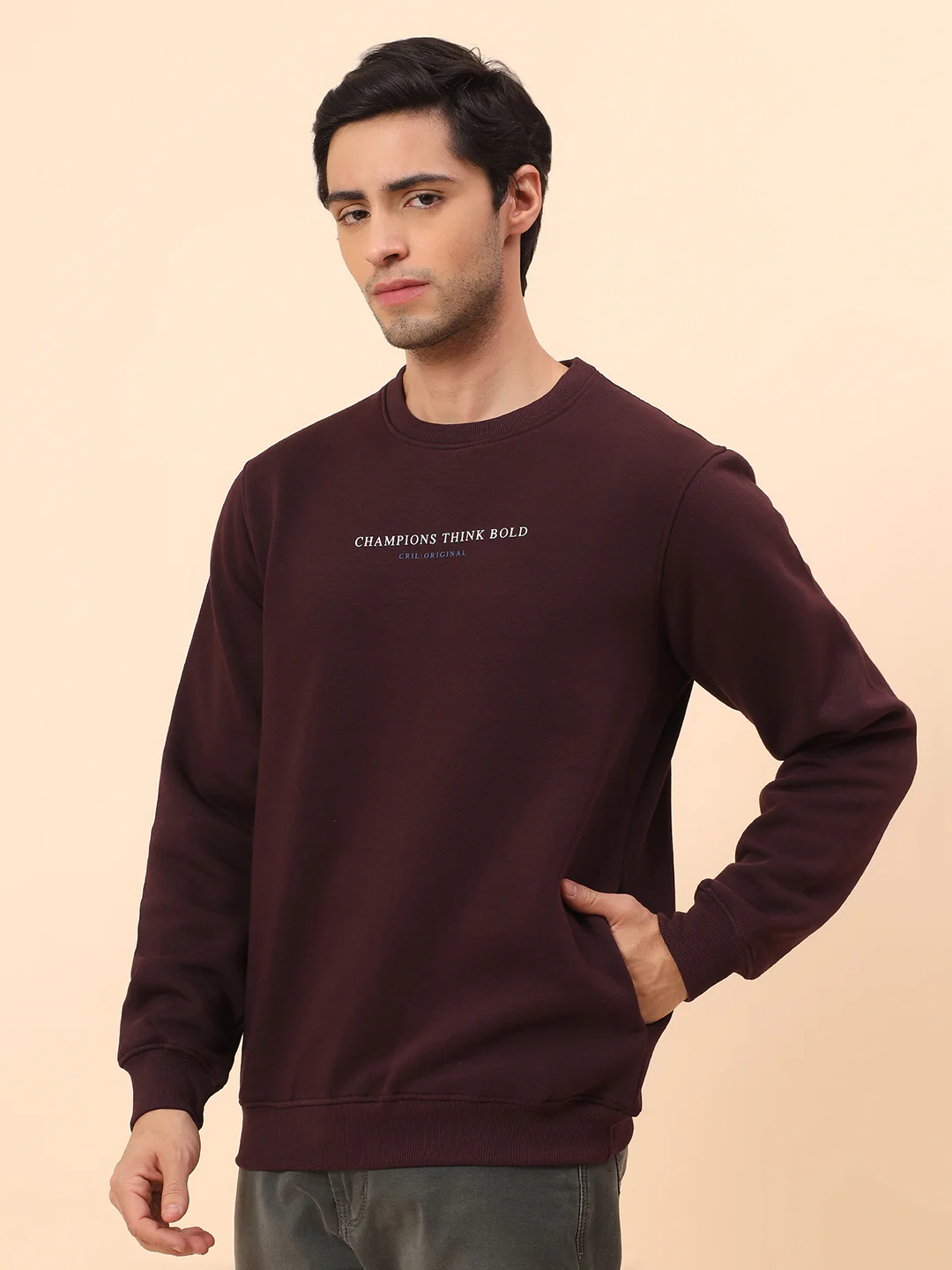 Sweatshirt for Men | Winter Wear Poly Cotton Fabric Pull-On Closure Round Neck Regular Fit Printed Pattern - Image 4