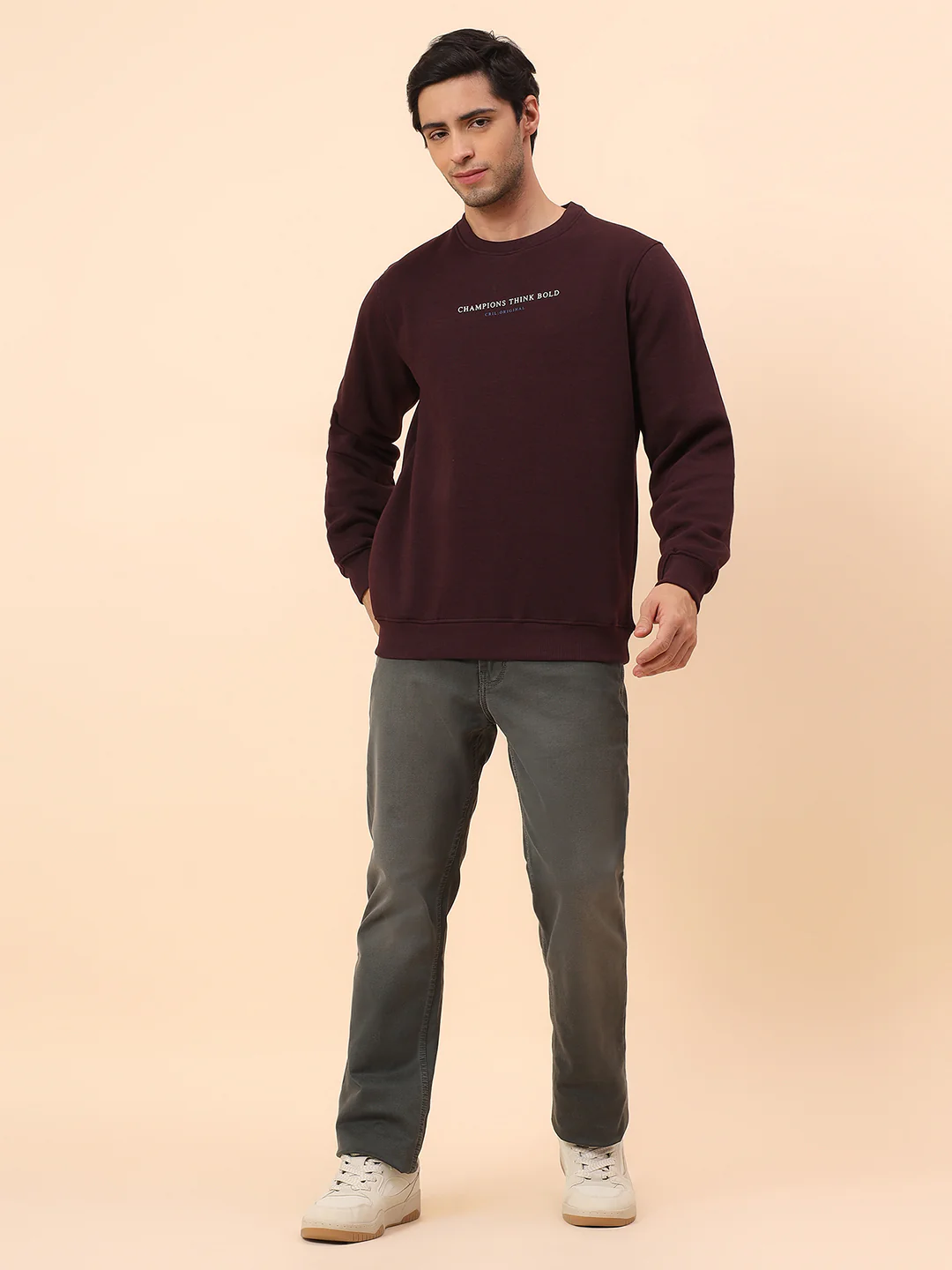 Sweatshirt for Men | Winter Wear Poly Cotton Fabric Pull-On Closure Round Neck Regular Fit Printed Pattern - Image 8