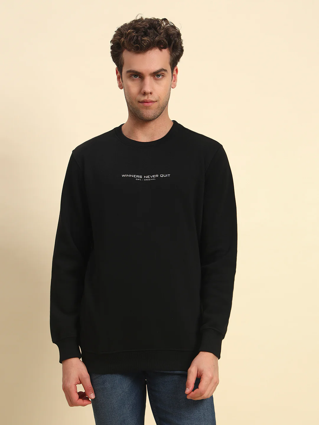 Sweatshirt for Men | Winter Wear Poly Cotton Fabric Pull-On Closure Round Neck Regular Fit Printed Pattern - Image 2