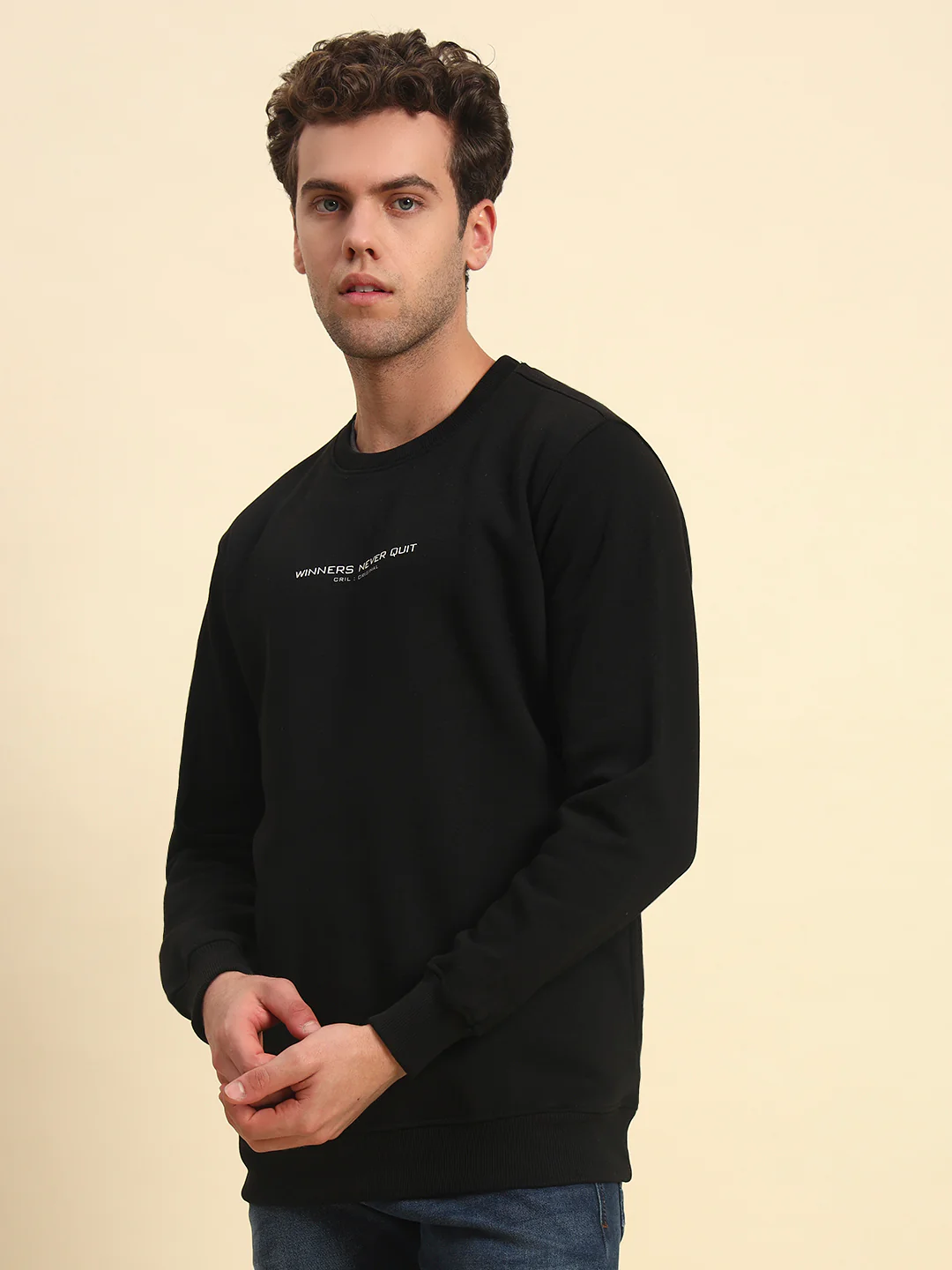 Sweatshirt for Men | Winter Wear Poly Cotton Fabric Pull-On Closure Round Neck Regular Fit Printed Pattern - Image 3