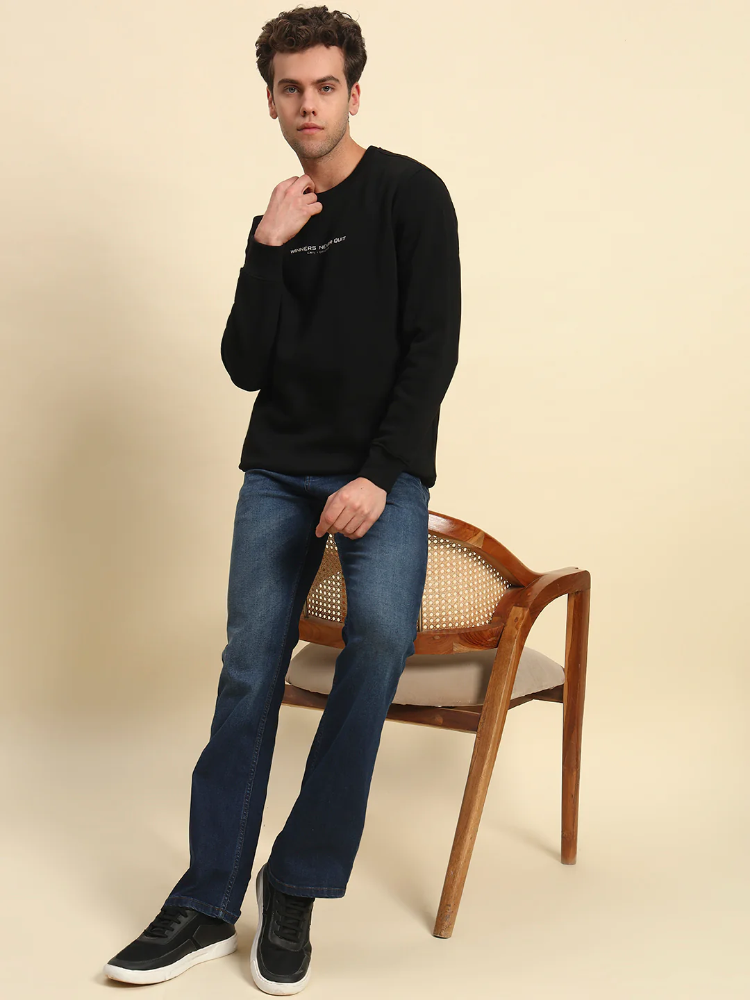 Sweatshirt for Men | Winter Wear Poly Cotton Fabric Pull-On Closure Round Neck Regular Fit Printed Pattern - Image 6