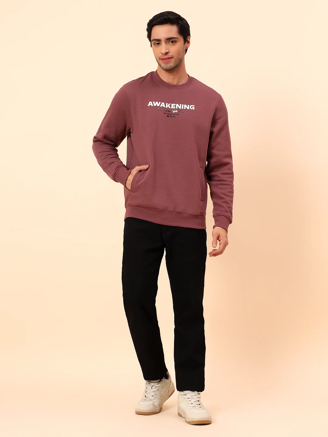 Sweatshirt for Men | Winter Wear Poly Cotton Fabric Pull-On Closure Round Neck Regular Fit Printed Pattern - Image 8