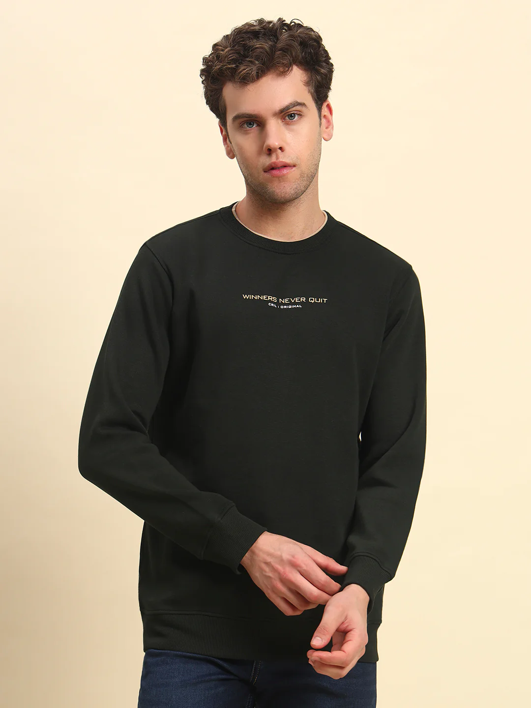 Sweatshirt for Men | Winter Wear Poly Cotton Fabric Pull-On Closure Round Neck Regular Fit Printed Pattern - Image 2