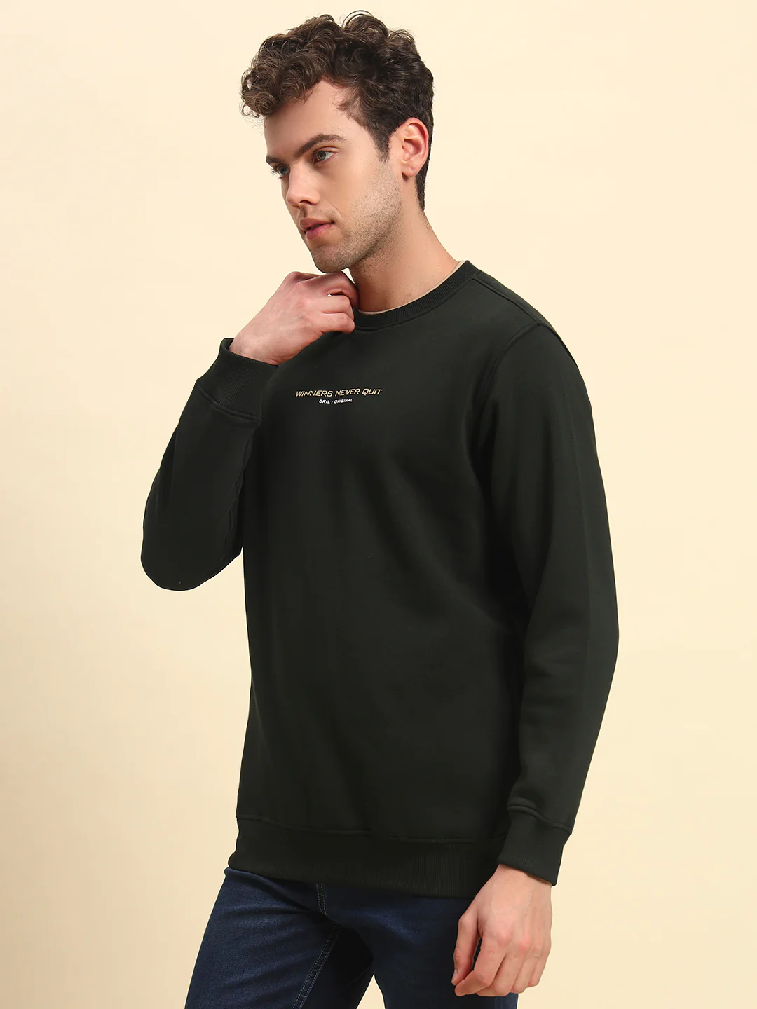 Sweatshirt for Men | Winter Wear Poly Cotton Fabric Pull-On Closure Round Neck Regular Fit Printed Pattern - Image 3