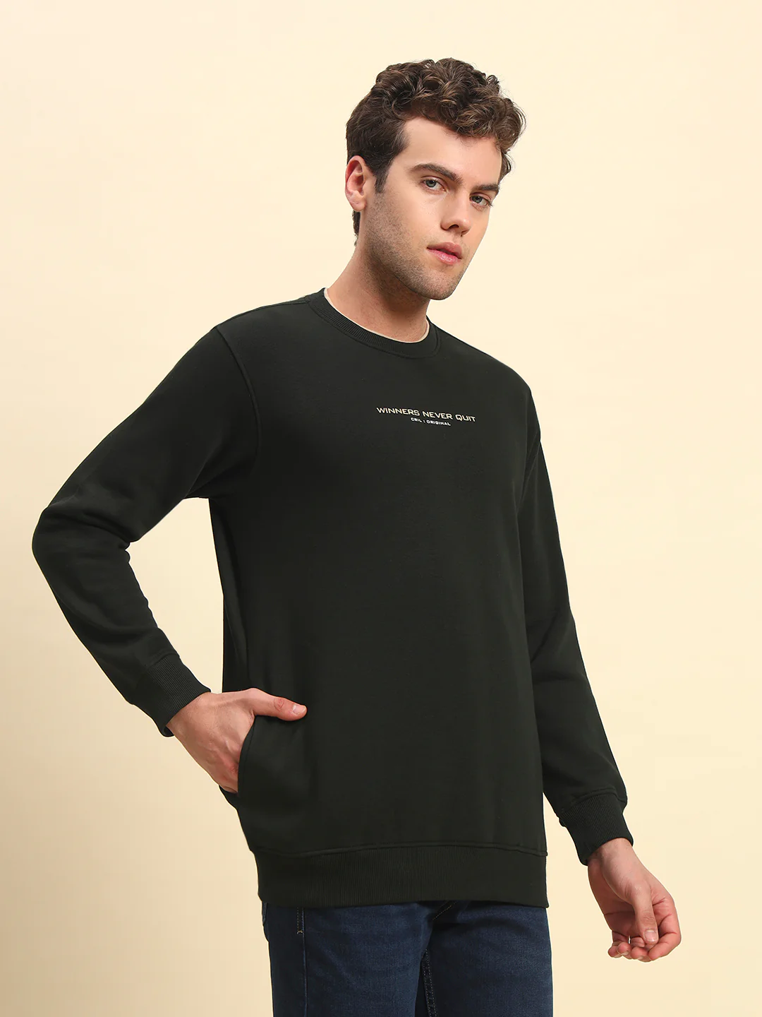 Sweatshirt for Men | Winter Wear Poly Cotton Fabric Pull-On Closure Round Neck Regular Fit Printed Pattern - Image 5