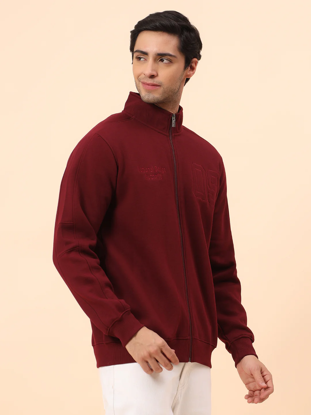 Sweatshirt for Men | Winter Wear Poly Cotton Fabric Zipper Closure Mock Neck Regular Fit Printed Pattern - Image 5