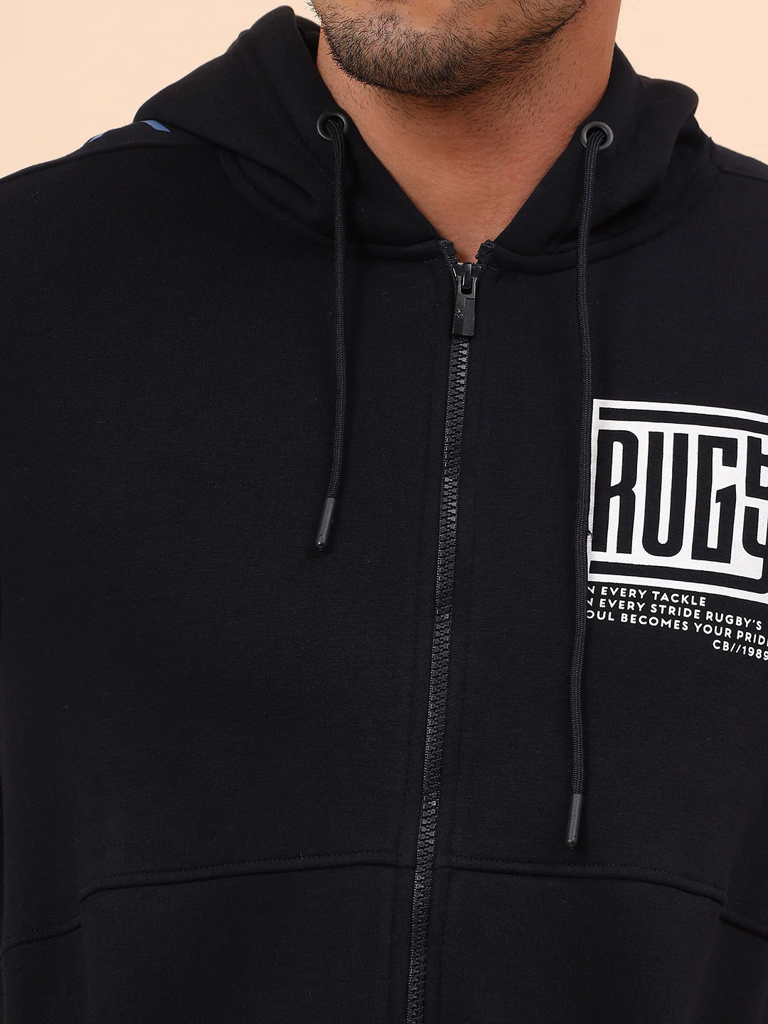 Sweatshirt for Men | Winter Wear Poly Cotton Fabric Zipper Closure Mock Neck Regular Fit Printed Pattern - Image 7