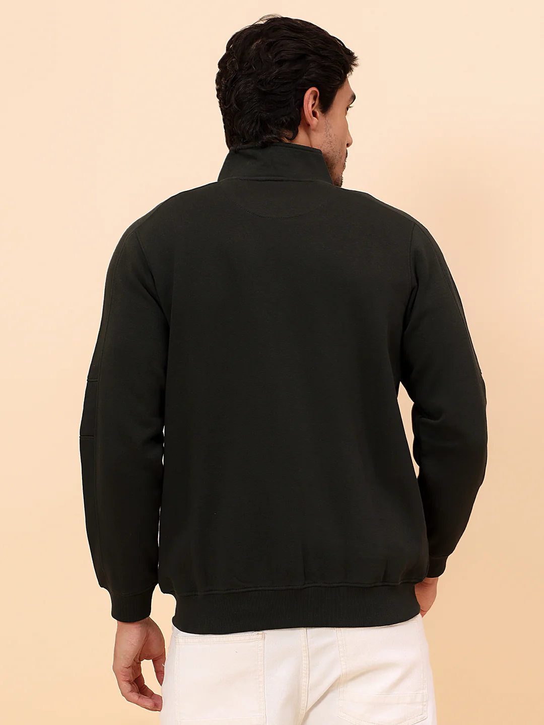 Sweatshirt for Men | Winter Wear Poly Cotton Fabric Zipper Closure Mock Neck Regular Fit Printed Pattern - Image 6