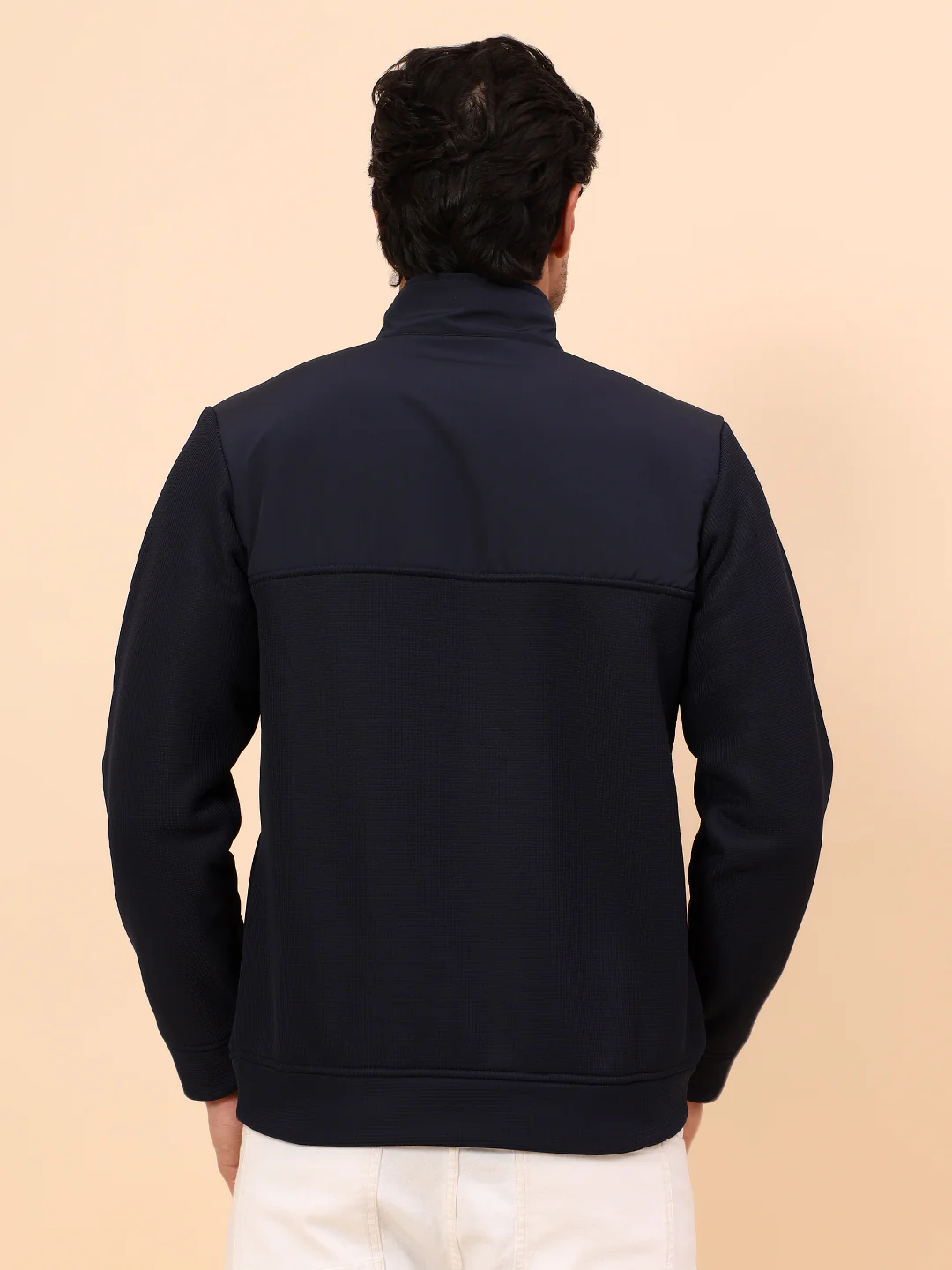 Sweatshirt for Men | Winter Wear Poly Cotton Fabric Zipper Closure Mock Neck Regular Fit Self Design Pattern - Image 6