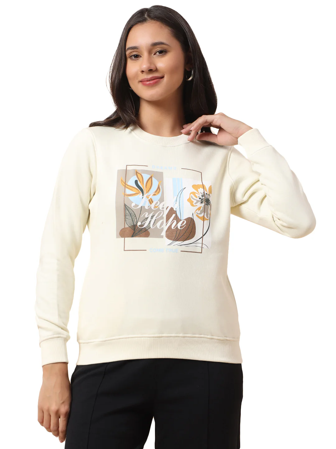 Sweatshirt for Women l Winter Wear Poly Cotton Fabric Closure Pull-On Regular Fit Printed Pattern - Image 10
