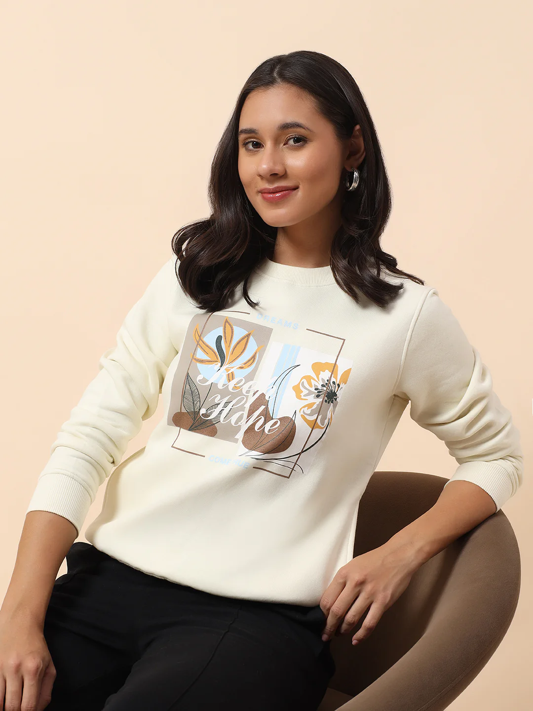 Sweatshirt for Women l Winter Wear Poly Cotton Fabric Closure Pull-On Regular Fit Printed Pattern - Image 2
