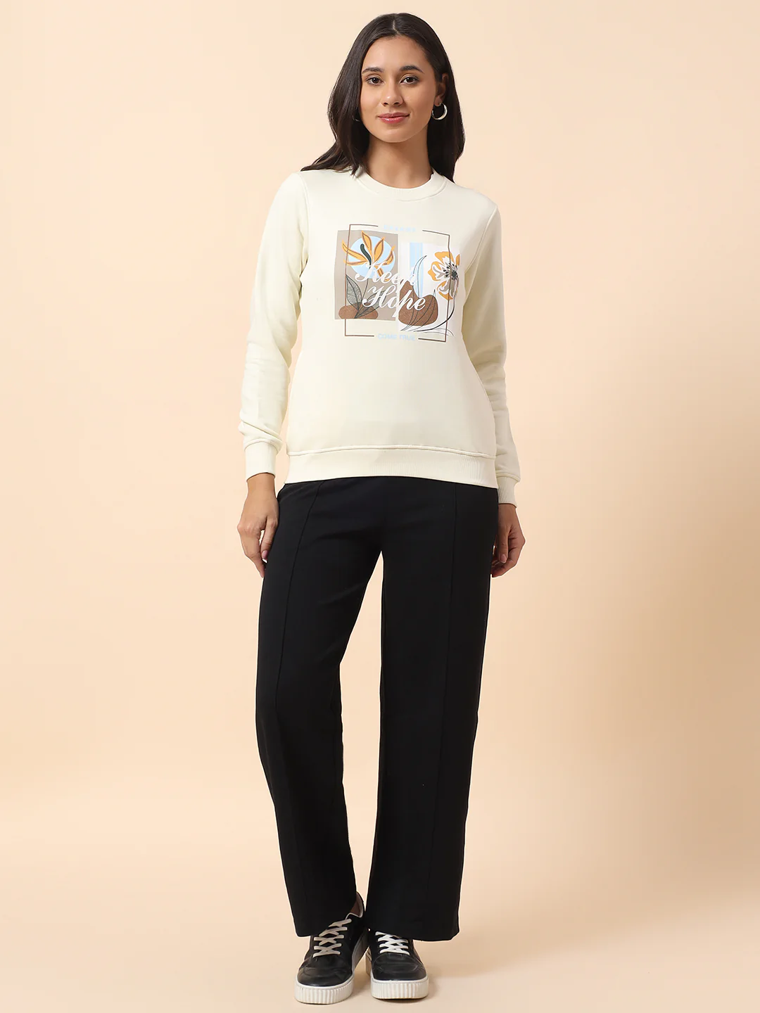 Sweatshirt for Women l Winter Wear Poly Cotton Fabric Closure Pull-On Regular Fit Printed Pattern - Image 8