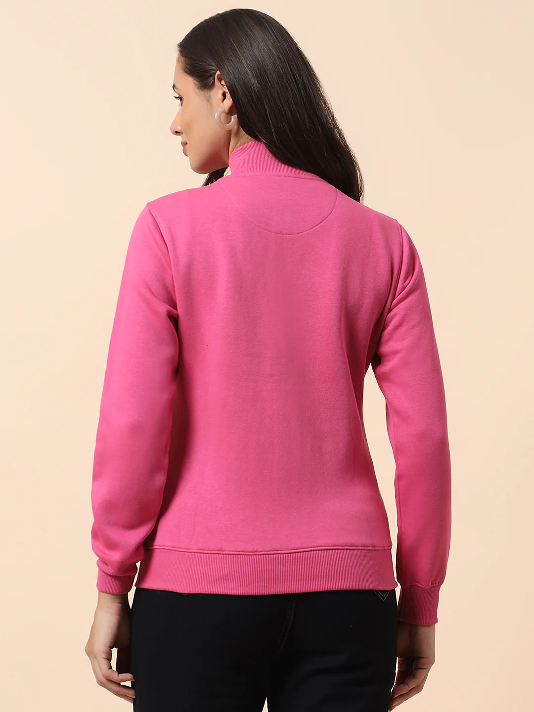 Sweatshirt for Women l Winter Wear Poly Cotton Fabric Closure Zipper Regular Fit Solid Pattern - Image 6