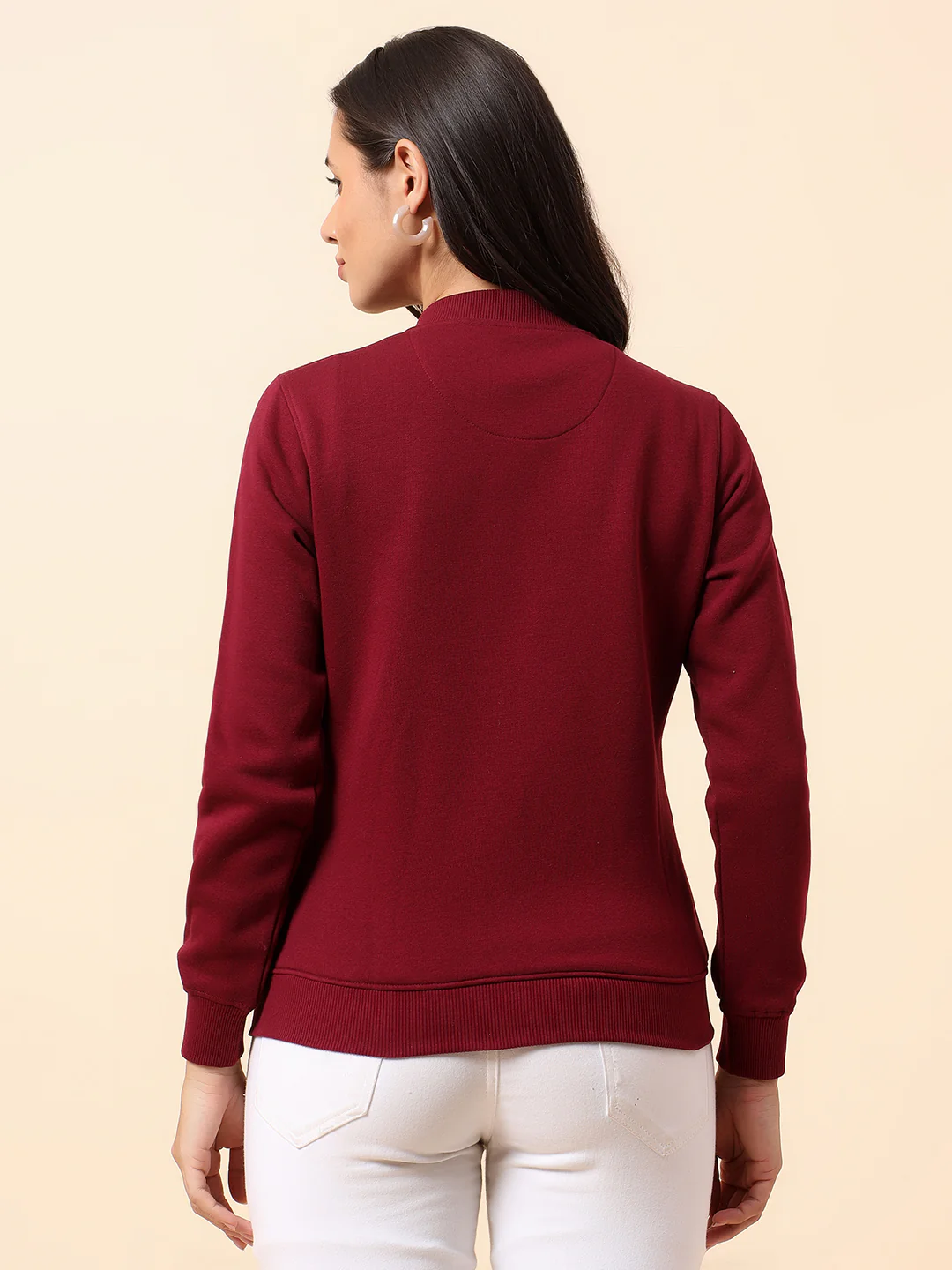 Sweatshirt for Women l Winter Wear Poly Cotton Fabric Closure Zipper Regular Fit Solid Pattern - Image 6