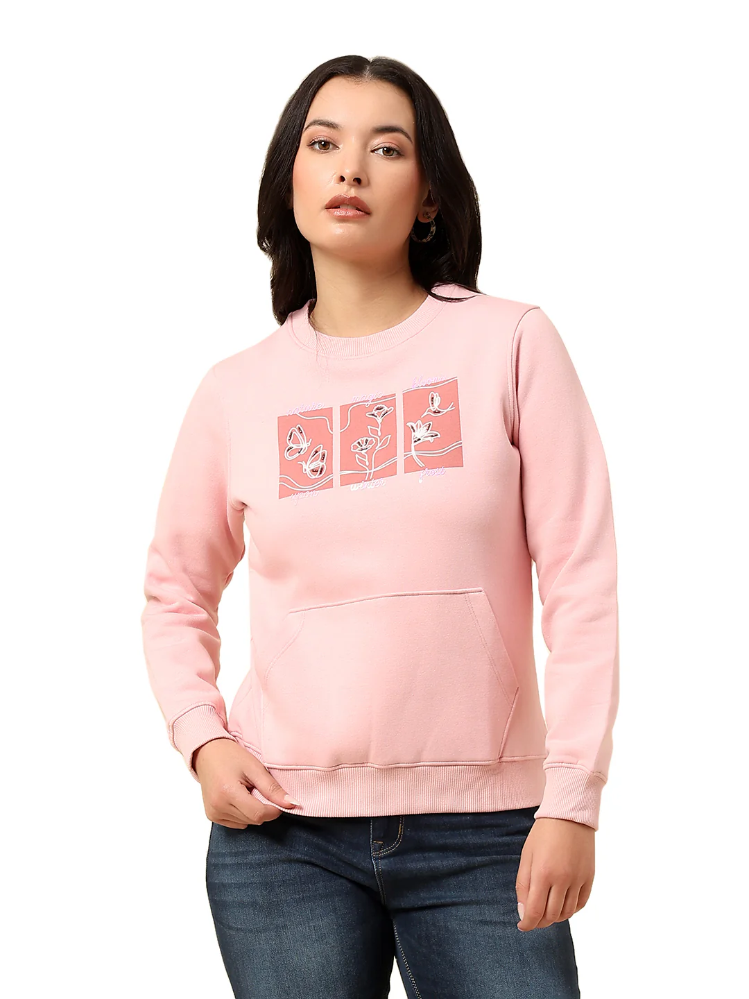 Sweatshirt for Women |Winter Wear Fleece Fabric Pull-On Closure Regular Fit Printed Pattern - Image 8