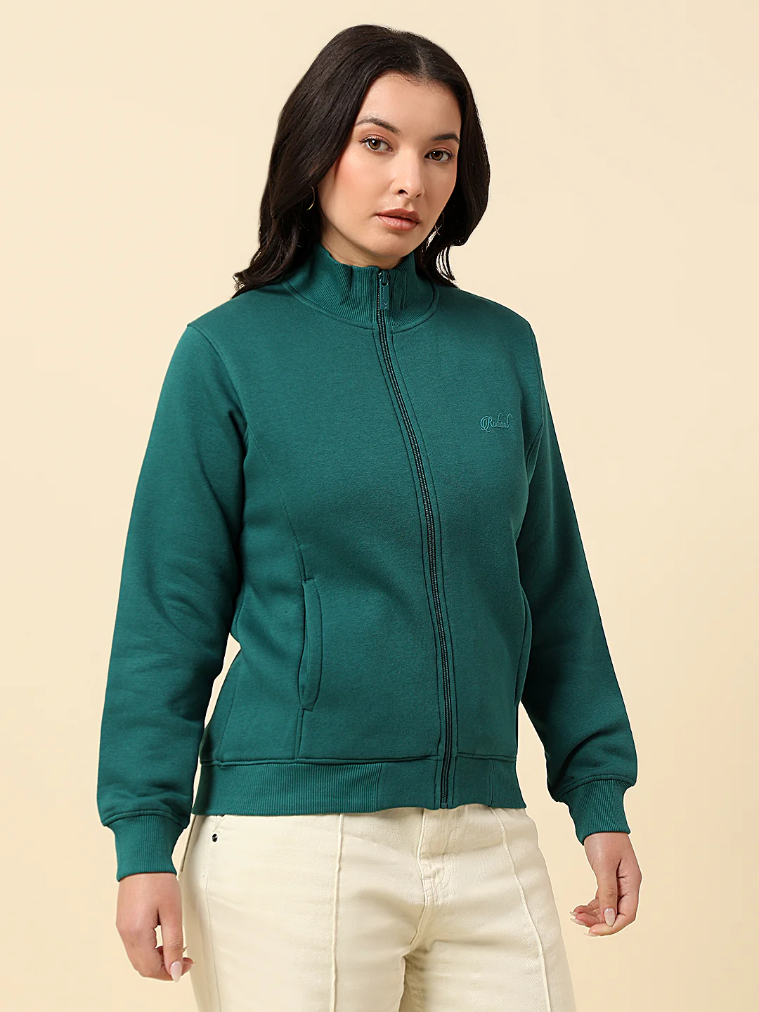 Sweatshirt for Women |Winter Wear Fleece Fabric Zipper Closure Regular Fit Solid Pattern - Image 4